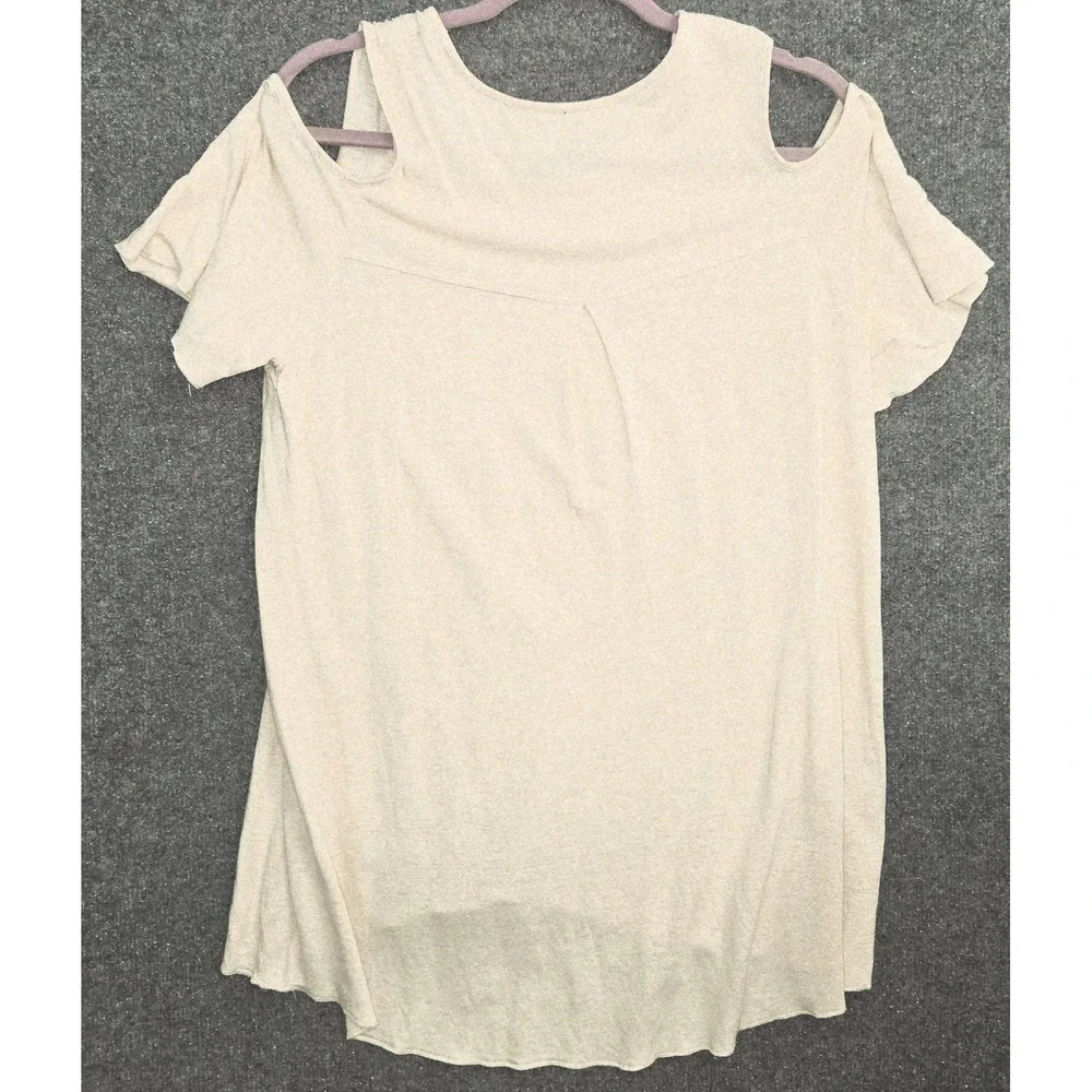 Chico's White Cold Shoulder Cut-Out Knit Top Scoop Neck Stretch Womens Size 2